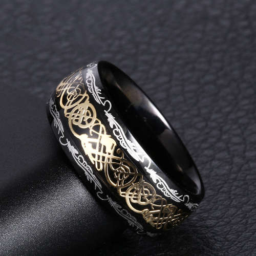 Mens Titanium Celtic Dragon Pattern Design Band. Ring Size 6,7,8,9,10,11,12,13